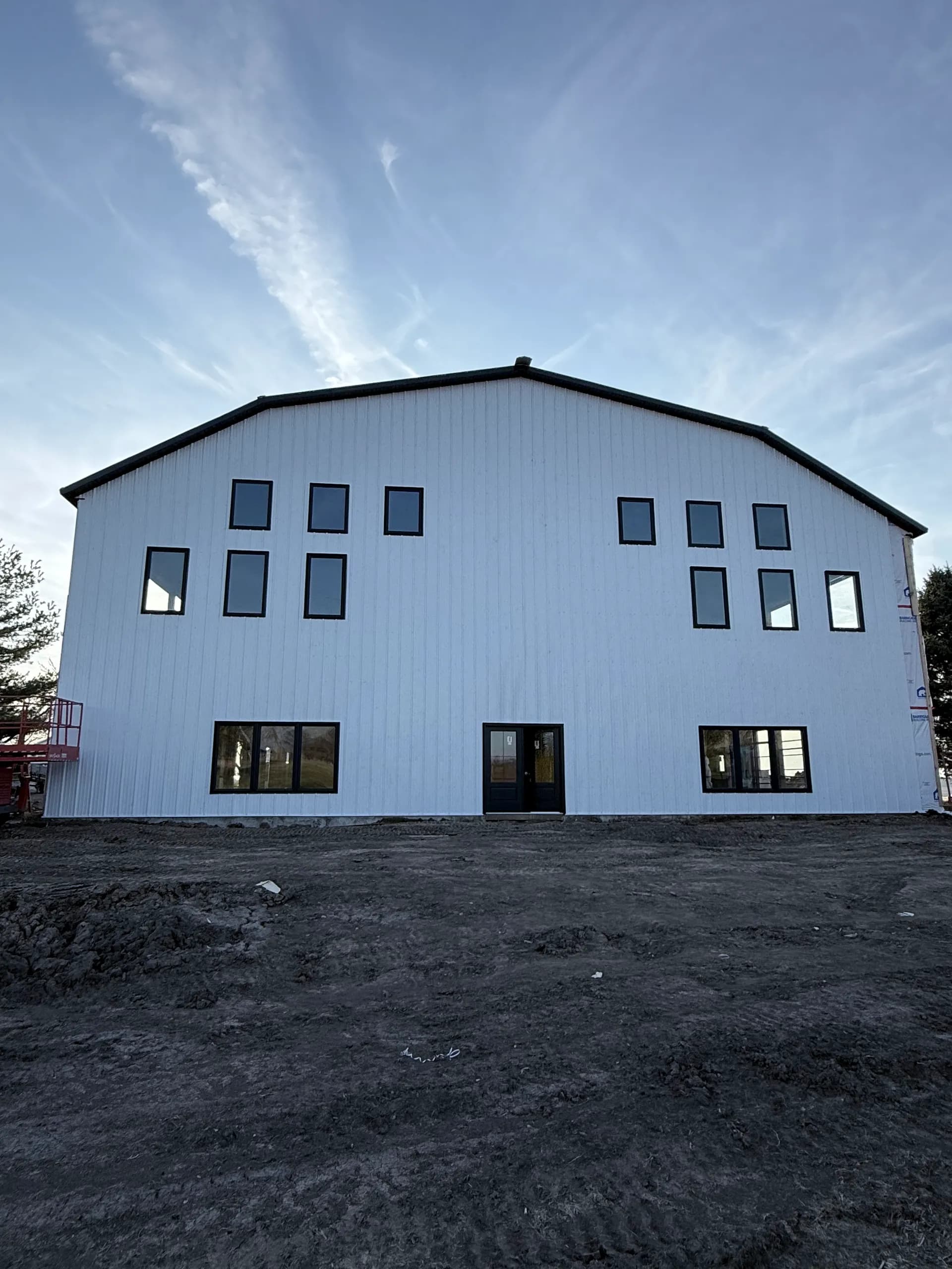 Finished post-frame building with metal siding by ORC in Johnson County